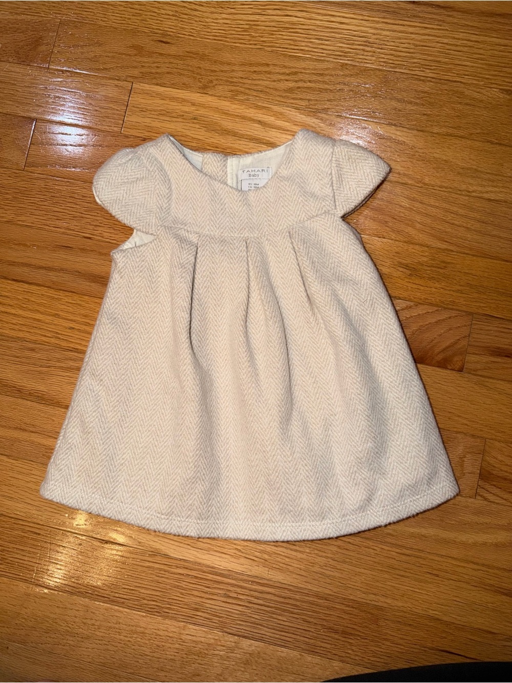 Tahari Kids Cream Pleated Cap-Sleeve Dress